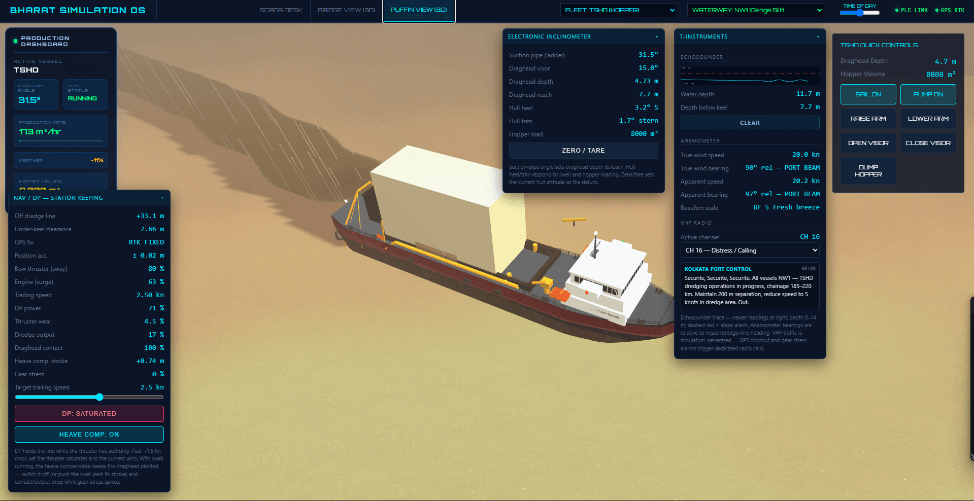 Navigation Simulator dredger view screenshot
